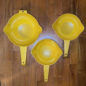 VTG BUNDLE Tupperware Harvest Gold Yellow Colanders/Strainers 3pc Retro